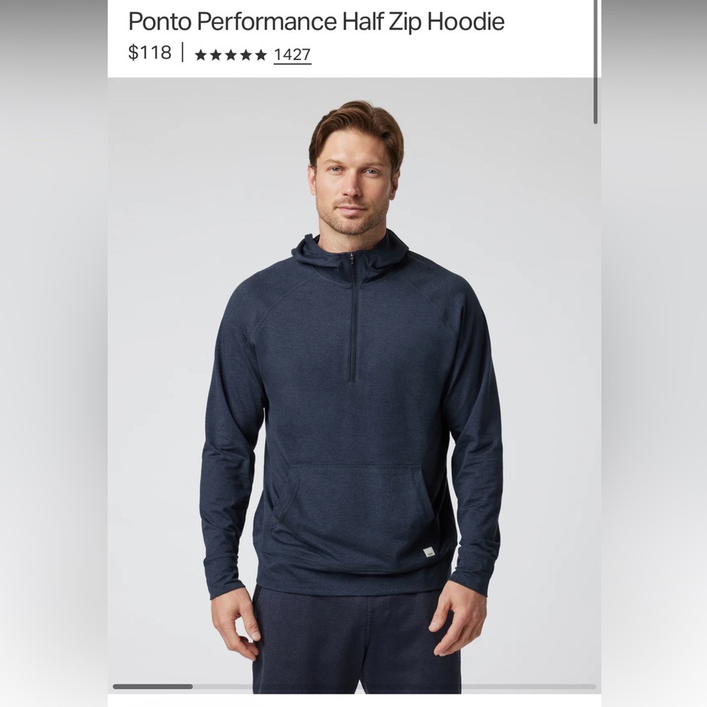 Vuori Navy Ponto Performance Half Zip Sweatshirt